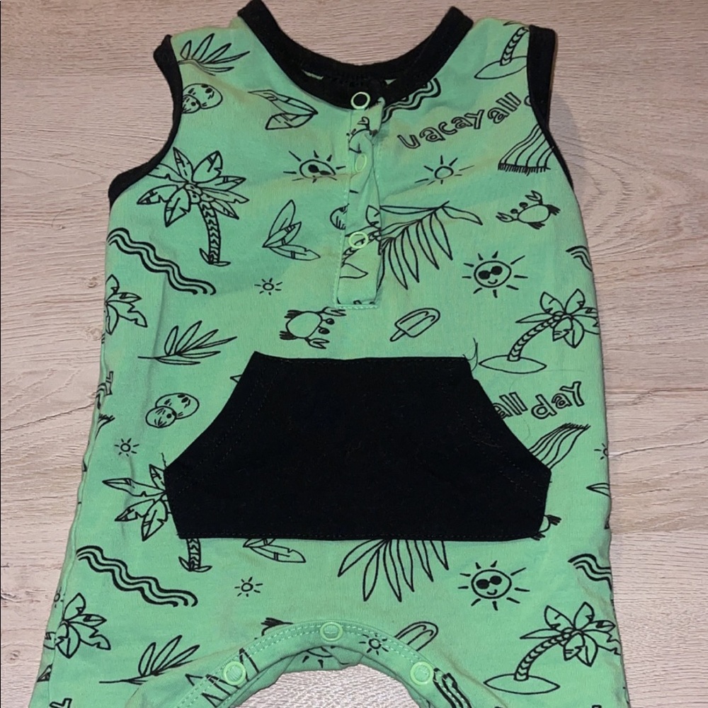 Shorty Romper, Neon Green Vacay All Day 3-6M